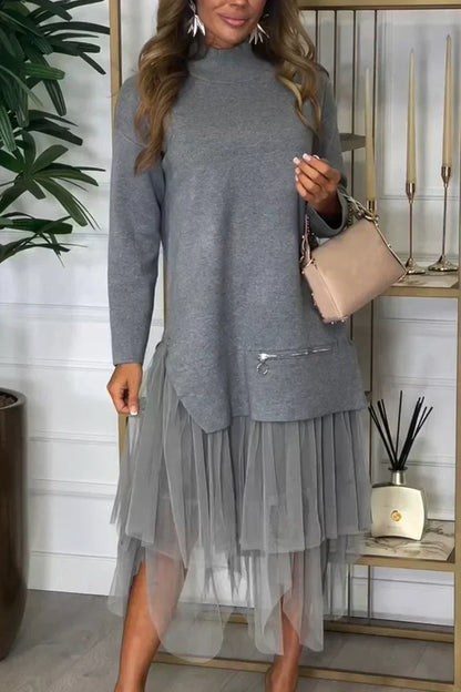 🔥Big Sale 50% OFF🔥Women's Long Sleeve Top & Tulle Skirt Two-Piece Set