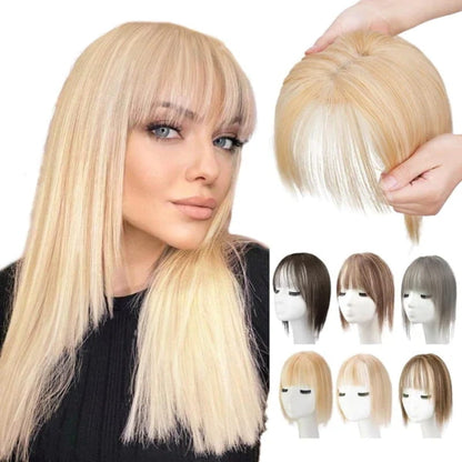 💥Limited Time Big Sale 49% OFF💥 Natural Hair Toppers with Bangs for Women（100% Natural Real Hair）