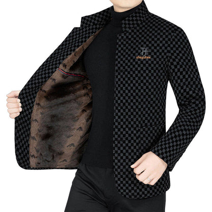 Men’s Trendy Checkered Warm Jacket with Pockets