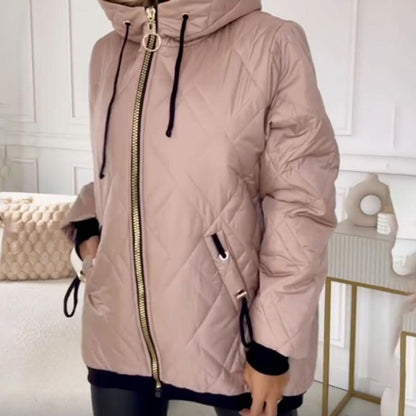 Women’s Winter Fashionable High-neck Hip-length Parka Coat