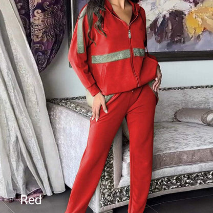 🎅Christmas 50% off sale💥Women's Sequins -Embellished Solid Color Casual 2-piece Set